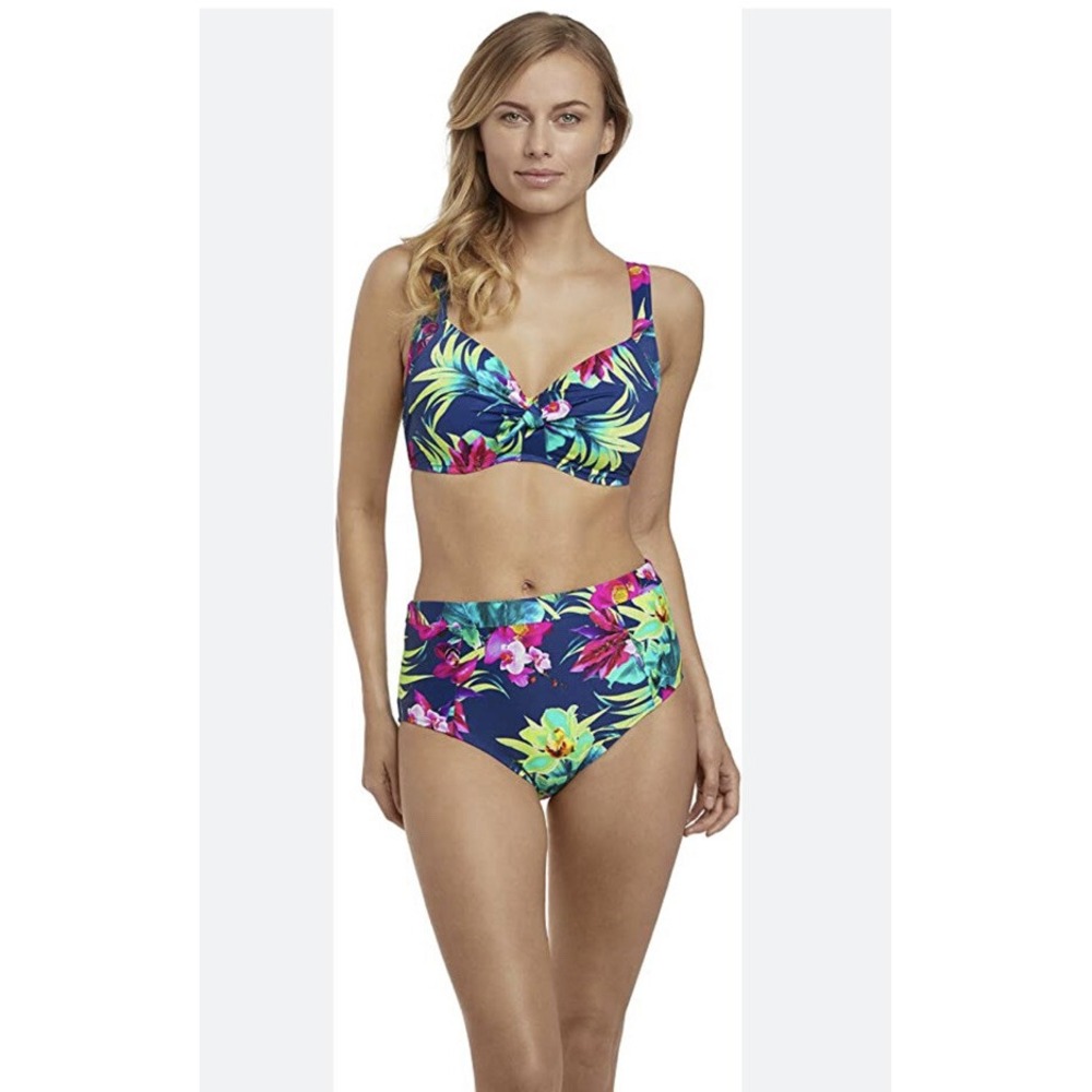 NWT Fantasie Amalfi Bikini Set 40G Top XXL High Waist Bottom Pacific Floral